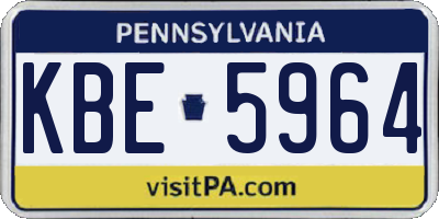 PA license plate KBE5964