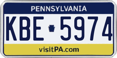 PA license plate KBE5974