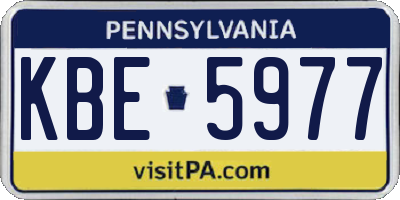 PA license plate KBE5977