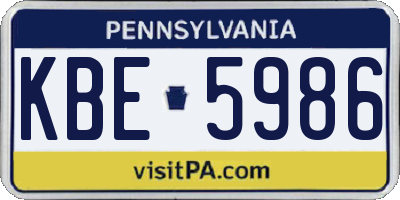 PA license plate KBE5986