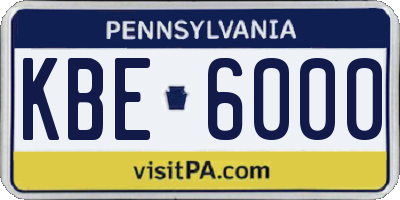 PA license plate KBE6000
