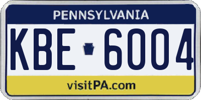 PA license plate KBE6004