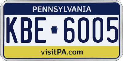 PA license plate KBE6005
