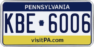 PA license plate KBE6006