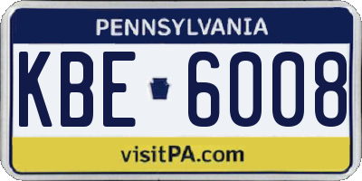 PA license plate KBE6008