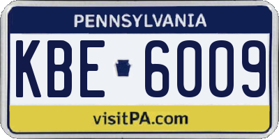 PA license plate KBE6009