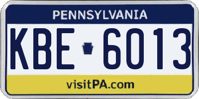 PA license plate KBE6013