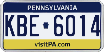 PA license plate KBE6014