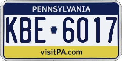 PA license plate KBE6017
