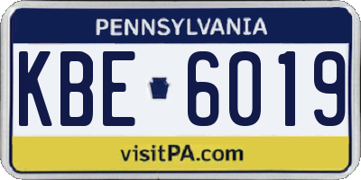 PA license plate KBE6019