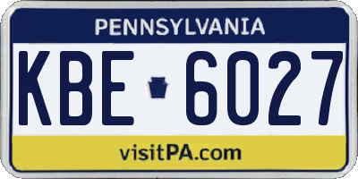 PA license plate KBE6027