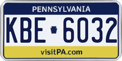 PA license plate KBE6032