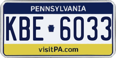 PA license plate KBE6033