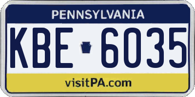 PA license plate KBE6035