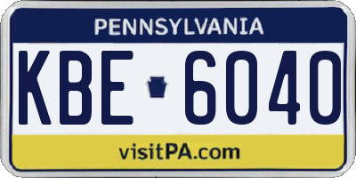 PA license plate KBE6040