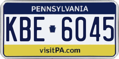 PA license plate KBE6045