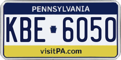 PA license plate KBE6050