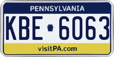 PA license plate KBE6063