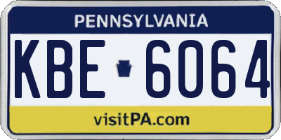 PA license plate KBE6064