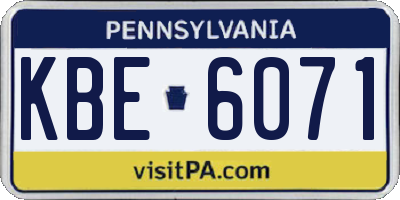 PA license plate KBE6071