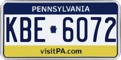 PA license plate KBE6072