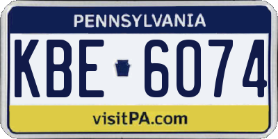 PA license plate KBE6074