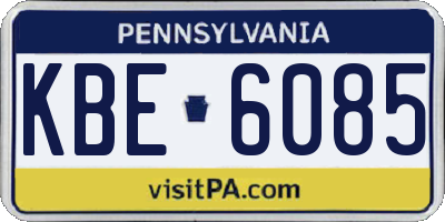 PA license plate KBE6085