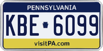 PA license plate KBE6099