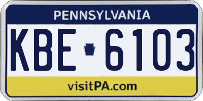 PA license plate KBE6103