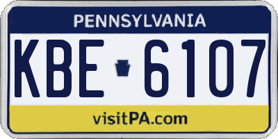 PA license plate KBE6107