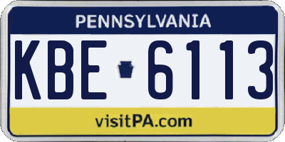 PA license plate KBE6113