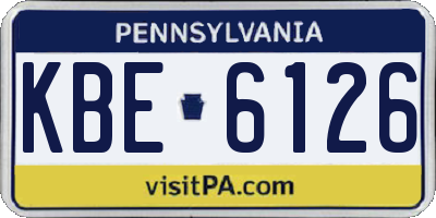 PA license plate KBE6126