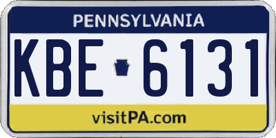 PA license plate KBE6131