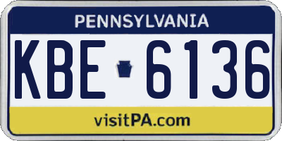 PA license plate KBE6136