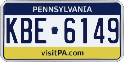 PA license plate KBE6149