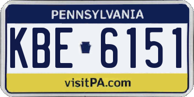 PA license plate KBE6151
