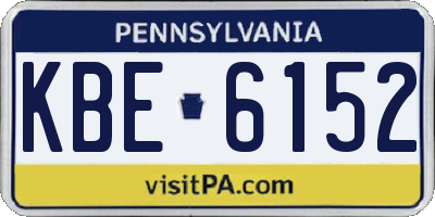 PA license plate KBE6152