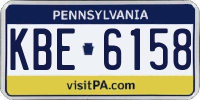 PA license plate KBE6158