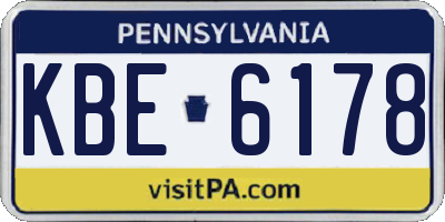 PA license plate KBE6178