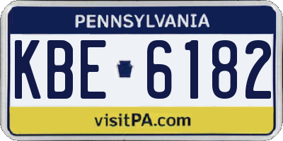 PA license plate KBE6182