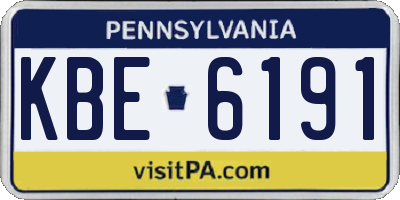 PA license plate KBE6191