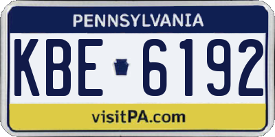 PA license plate KBE6192