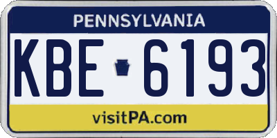 PA license plate KBE6193