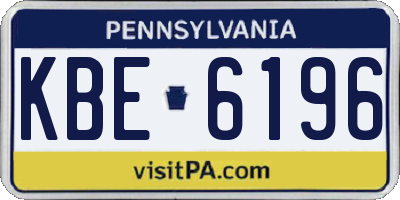 PA license plate KBE6196