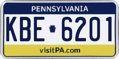 PA license plate KBE6201