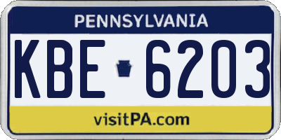 PA license plate KBE6203