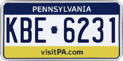 PA license plate KBE6231