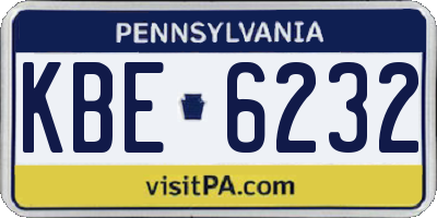 PA license plate KBE6232