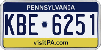 PA license plate KBE6251