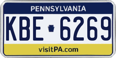 PA license plate KBE6269